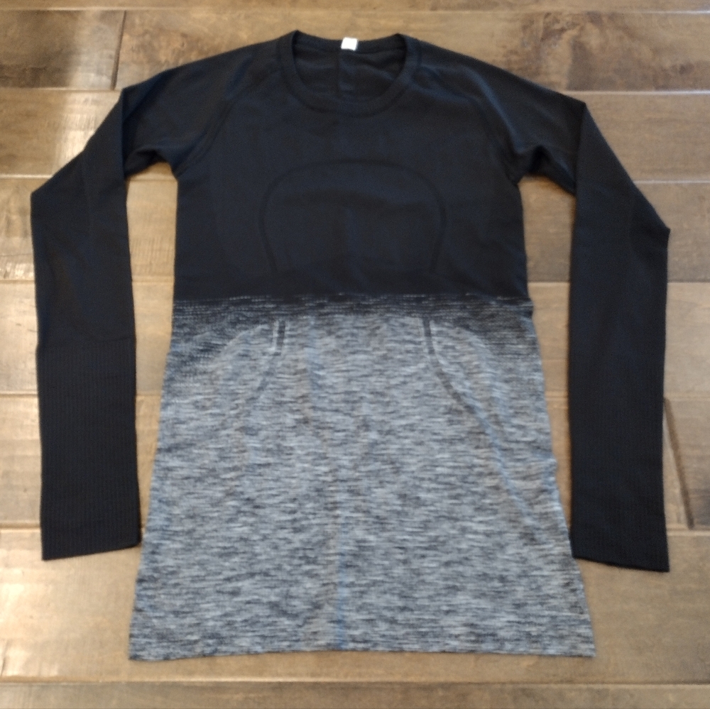 LULULEMON Women's Swiftly Tech long-sleeve black gray ombre top - 6 - Picture 3 of 14